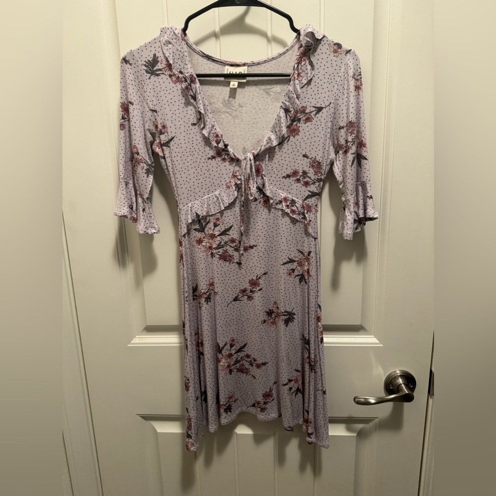Lavender 3/4 Sleeve Mini Dress in Size X-Small